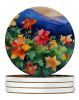 Colorado Rocky Mountain Columbine in Watercolor Large Sandstone Coasters Pack of 4 Absorbent Round Coasters Decor Gifts for Men or Women, 4 in