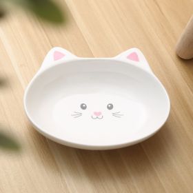 Ceramic Small Cat Face Shape Pet Food Bowl Cat Bowl Dog Bowl Universal and Easy to Clean (Option: bowl)
