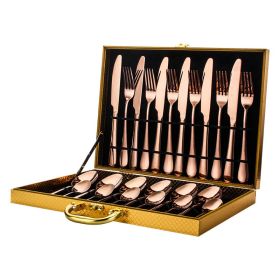 High-end tableware 24-piece set (Option: Rose gold)