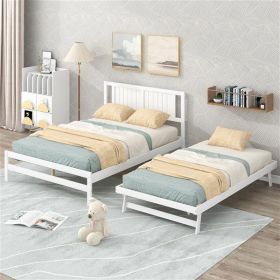 Full-size Platform Bed with Adjustable Rollers, White (Color: White)
