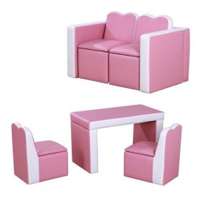 Children's 2-in-1 Sofa Set - Pink (Color: pink)