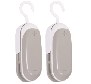 2 PACK Mini Bag Sealer, Portable Heat Vacuum Sealers Plastic Sealer, 2 In 1 Heat Seal and Cutter Mini Food Sealer For Plastic Bags Food Storag (Color: Grey)